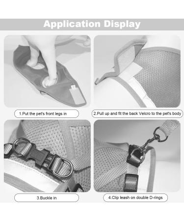 Meioro Dog Harness with Leash - Soft Padded Adjustable Vest for Small & Medium Dogs - Reflective Comfortable Black & Gray (XL: 47-5cm) - Buy Online on GoSupps.com