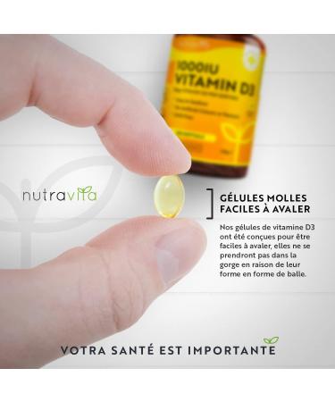 Vitamin D 1000 IU - 365 Soft Capsules - For 1 Year - Maintaining a Healthy Immune System Muscles Bones and Teeth - Vitamin D3 1000iu Cholecalciferol - Nutravita - Buy Online on GoSupps.com