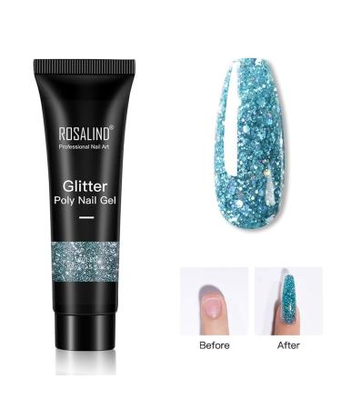 Herbest's 15ml Glitter Poly Nail Gel - Blue Glitter Builder Gel for DIY Manicure & Nail Extensions - Perfect for Beginners & Nail Design - Buy Online on GoSupps.com