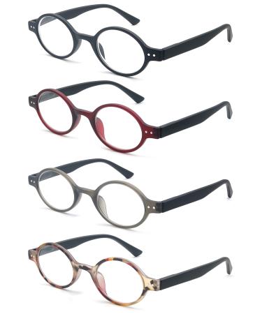 Reading Glasses Men Women Round Readers 2.75 Vintage Design Comfort Eyeglasses Flexible Spring Hinge 4 Mix Color 2.75 x