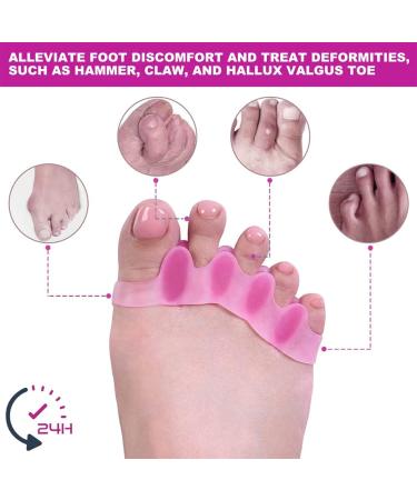 Gel Toe Spacers (2 Pair) - Bunion Corrector for Women Men - Toe Separator & Straightener - Pink - Buy Online on GoSupps.com