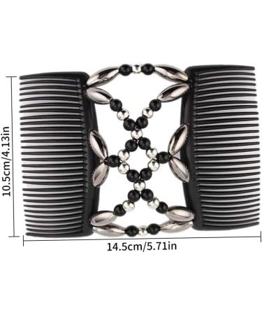 Beaded Hair Clip Double Stretchy Hair Comb Elastic Beads Hair Combs for Women Girls Hair Accessory - Buy Online on GoSupps.com