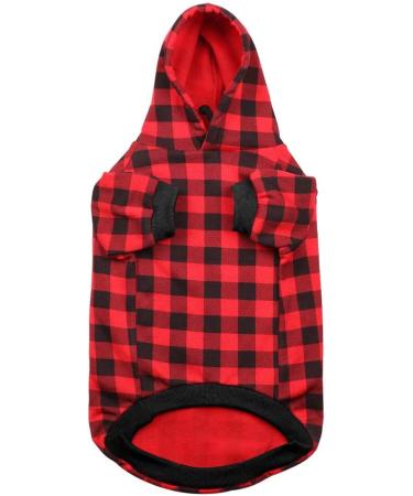 MTLIEPTE Red Plaid Dog Hoodie Sweater with Hat & Pocket XL - Pet Clothes - Buy Online on GoSupps.com