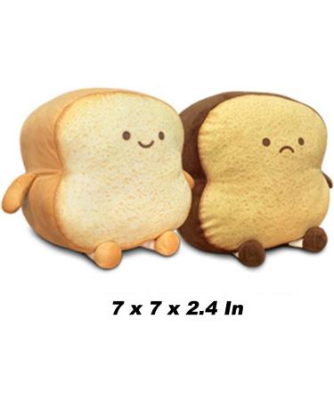 Sliced Bread Plush Pillow - Soft Toast Bread Sofa Cushion Toy - 7In Happy Expression - Gift for Kids & Adults - Buy Online on GoSupps.com