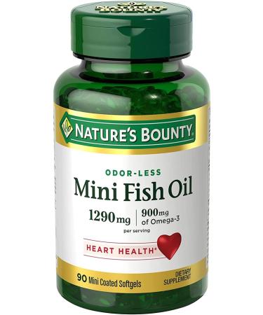 Fish Oil 1290mg Mini Odorless Softgels - 2 Bottles (90ct) | High Potency Omega-3 Supplement - Buy Online on GoSupps.com