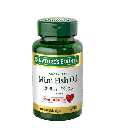 Fish Oil 1290 mg, Mini Odorless Softgels, 2 Bottles (90 Count)