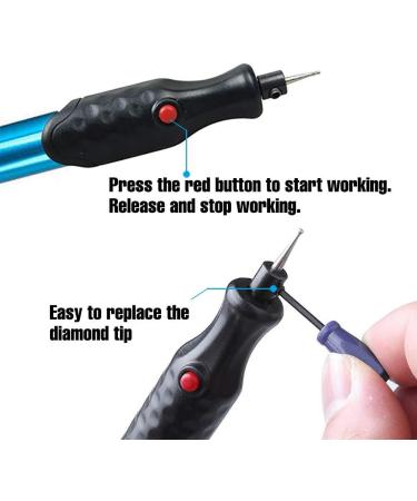 Electric Micro Engraver Pen Kit - Precision Engraving Tool for DIY Jewelry Making - Metal, Glass, Wood, Leather - Cordless with Diamond Tip Bit (Blue) - Buy Online on GoSupps.com