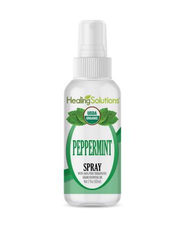 Organic Peppermint Spray  Water Infused with Peppermint Essential Oil  Certified USDA Organic - 2oz Bottle by Healing Solutions