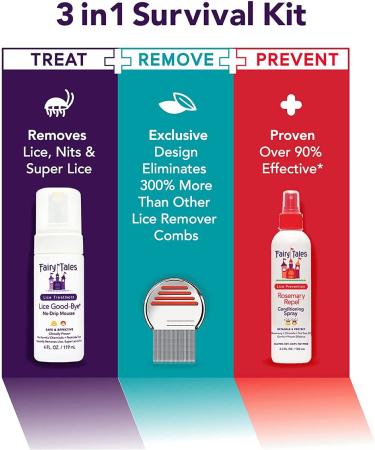 Fairy Tales Lice Good-Bye Survival Kit - Treatment Mousse, Conditioning Spray, Comb & Clip - Buy Online on GoSupps.com