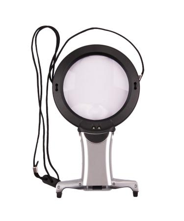 Dual-Purpose Hands-Free Magnifying Glass with Light 2X 6X Reading Magnifier Neck&Desk Illuminated Magnifier with 2 LED Portable Desktop Magnifying Mirror for Reading Needlework Jewelry Repair Hobbies