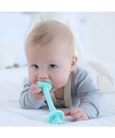 Baby Teething Tube with Safety Shield | Silicone Hollow Teether for 3-12 Months | Infant Gum Massager and Sensory Toy | Includes 1 Pair with Cleaning Brushes | Food-Grade Silicone (Pink+Mint) - Buy Online on GoSupps.com