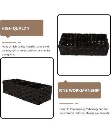 STOBOK Black Woven Storage Basket - 3 Compartment Organizer for Bathroom, Office, and Home - Buy Online on GoSupps.com