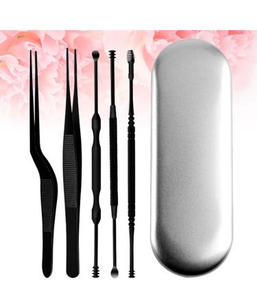 6pcs Home Earwax Removal Kit with Double-Ended Cleaner Picks, Tweezers, and Cleaning Padded Spoon - Silver Safe Travel Set for Adults - 14.2x1cm - Buy Online on GoSupps.com