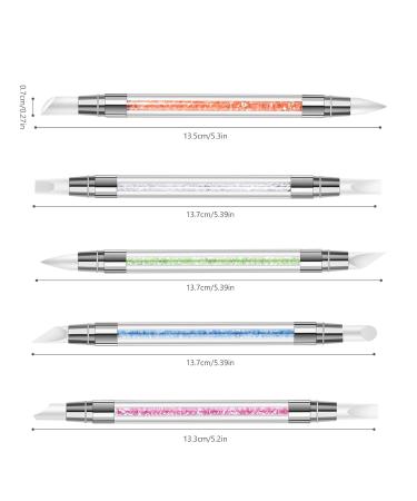 5-Piece Nail Art Pen & Brush Set - Double-Headed Silicone & Acrylic Tools with Rhinestone Handle for DIY Manicure - Perfect for Salons & Home Use - Buy Online on GoSupps.com
