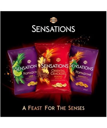 Walkers Sensations Poppadoms Lime & Coriander Sharing Bag (82.5gX2) | Suitable for vegetarians | Bag for sharing | Light & crispy texture | No MSG - Buy Online on GoSupps.com