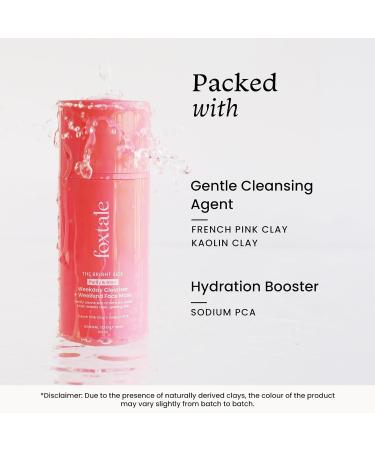 Fox.tale Purify & Glow Cleanser + Clay Mask - Deep Pore Cleanser for All Skin Types Brightening Exfoliating Facial - 100ml - Buy Online on GoSupps.com
