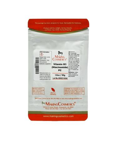 MakingCosmetics - Vitamin B3 (Niacinamide) PC - 1.0oz / 30g - Cosmetic Ingredient