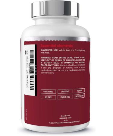 CoQ10 Heart Brain & Vascular Support | 200mg Patented Formula - Essential Elements | High Absorption - 60 Softgels - Buy Online on GoSupps.com