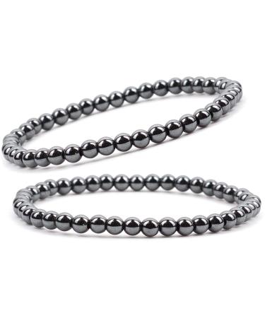 Eumenides magnetic bracelet for women hematite bracelets 2 pieces antistatic bracelet anti-fatigue improvement of sleep and relinquishing joint pain magnetic tab for women 6mm