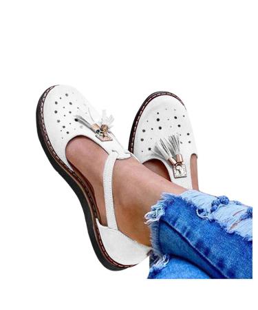 Women's Flatform Sandals Ankle Strap Heel Vintage Beach Espadrilles Shoes Sandals Tassel Closed Toe Cutout Comfortable Flat Sneakers Wedge Shoes Fashion Sexy Flip- Beige 41 EU