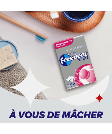 FREEDENT White Bubble Chewing Gum Sugar Free Mint 5 Packs of 10 Dragees 70 g - Buy Online on GoSupps.com