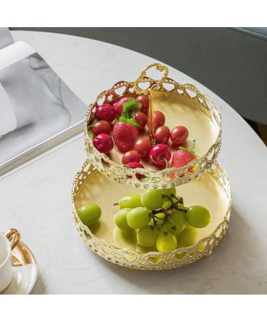 Fruit Basket Fruit Bowl European Double Layer Fruit Bowl Kitchen Home Detachable Metal Cake Stand Decorative Dessert Holder Round Fruit Basket Kitchen Organizers and Storage (Color : A) - Buy Online on GoSupps.com