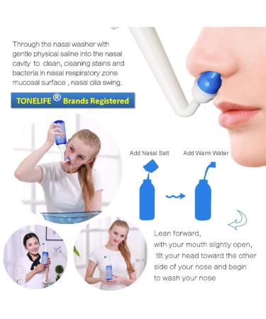 Nasal Douche Set | 40x Nose Rinsing Salt | Nasal Spray Bottle & Attachments for Adults & Kids | Effective Cold & Allergy Relief - Buy Online on GoSupps.com
