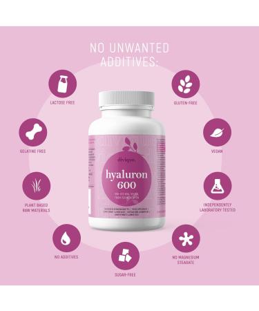 600mg Hyaluronic Acid Supplement (500-700 KDA) - 3 Months Supply - Vegan & Double Potency Capsules with Vitamin C, Zinc, Copper, Selenium & D-Biotine - Buy Online on GoSupps.com
