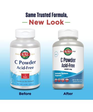 KAL Vitamin C Powder Acid-Free Tablets 4200mg - 8oz Unflavored | High Potency Immune Support - Buy Online on GoSupps.com