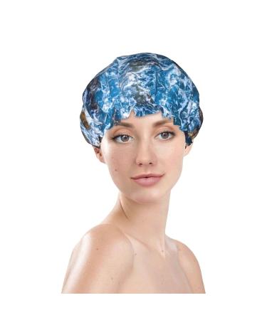 Stylish Sea Stones Printed Waterproof Shower Cap Fits All Head Sizes and Hair Textures for Women - Buy Online on GoSupps.com