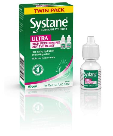 Systane Ultra Lubricant Eye Drops, Twin Pack, 10-mL Each,packaging may vary - 2 Count (Pack of 1)