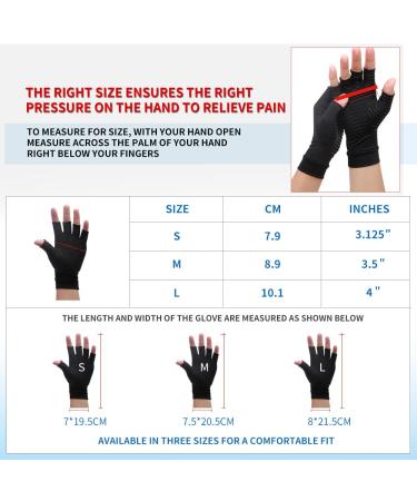 Copper Compression Fingerless Arthritis Gloves - Pain Relief for Arthritis & Carpal Tunnel - 1 Pair Medium Black - Buy Online on GoSupps.com