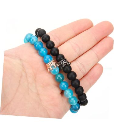 CALLARON 2 Pairs Matching Beaded His and Hers Magnetic for Couples Couple Distance Couples Wristbands Promise Mens Bangle Bracelet Valentine's Day Gift Alloy Wrist Chain Lovers Crown 7x6.5cmx5pcs As Shownx5pcs - Buy Online on GoSupps.com