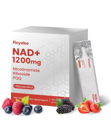 Royalee NAD Supplement 1200mg Synergistic Blend with Nicotinamide Riboside PQQ & Resveratrol - Premium Anti-Aging Supplement for Cellular Energy Mental Clarity and Longevity (30 Packets)1