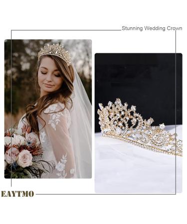Eaytmo Gold Queen Rhinestone Wedding Crown & Tiaras Set with Earring - Vintage Bridal Hair Accessories for Women and Girls - Buy Online on GoSupps.com