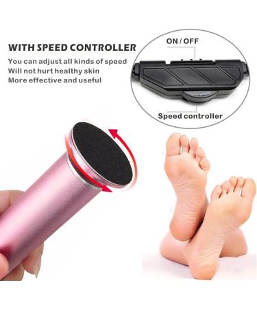 FATUXZ Electric Callus Remover with 60 Replacement Discs - Professional Pedicure Foot File for Dead, Cracked Hard Skin & Calluses - Electronic Shaver with Adjustable Speed - Buy Online on GoSupps.com