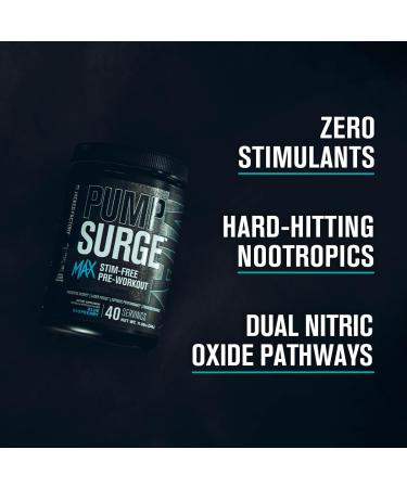 Jacked Factory Pumpsurge Max Stim Free Pre Workout - High-Performance Caffeine Free Pre Workout with L-Citrulline N03-T Arginine Nitrate & Glutathione - 40 Servings Cherry Limeade - Buy Online on GoSupps.com