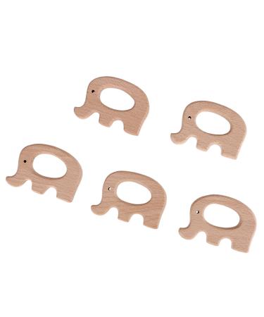 Wooden Teethers  5Pcs Beech Lovely Animal Shape Baby Teething Toy Natural Nursing Accessories for Household Baby Gifts(Elephant)