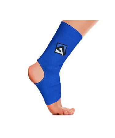 AQF MMA Ankle Support | Muay Thai Foot Brace Guard | Kick Boxing Sprains Pain Relief | Achilles Tendon Protector | Elasticated Compression Sleeve - Blue XL - Buy Online on GoSupps.com