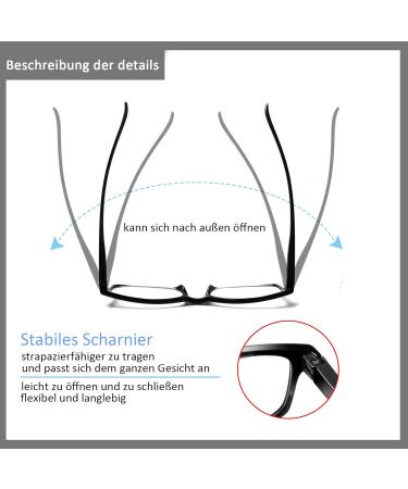 Kerecsen 5 Pack Reading Glasses for Men & Women - High-Quality Rectangular Glasses with Spring Hinges (5 Black +5.00) - Comfortable & Stylish Reading Aid - Buy Online on GoSupps.com