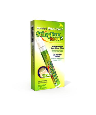StingEze MAX Bug Bite Relief, Maximum Itch Relief from Bug Bites and Stings, Stops Pain, Relieves Itching, Reduces Infection - 0.5 oz Travel Pen Dauber