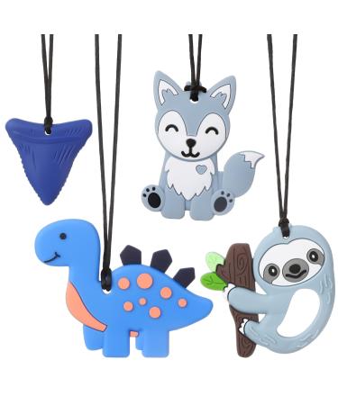 Camp trip 4 pieces of chew for children baby bite ring bass ring baby caustic baby silicone sensory chewing play stuff chewing tape for children's cotton stuff for children with ADHD teeth biting dinosaur dinosaurs