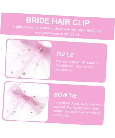 Beatifufu Bridal Hair Accessories Pearl Hair Clips Bride Hair Bow Bridal Hair Bow Pearl Veil Hair Bows Pink Hair Bow Wedding Hair Bow Bride Hair Clip Bachelorette Party Favors - Buy Online on GoSupps.com