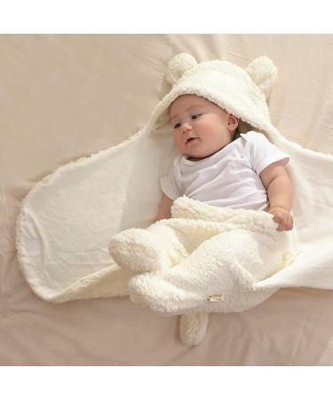 Yinuoday Baby Hooded Swaddle Blanket | Fleece Sleeping Bag for Newborn Boys and Girls - White - Buy Online on GoSupps.com