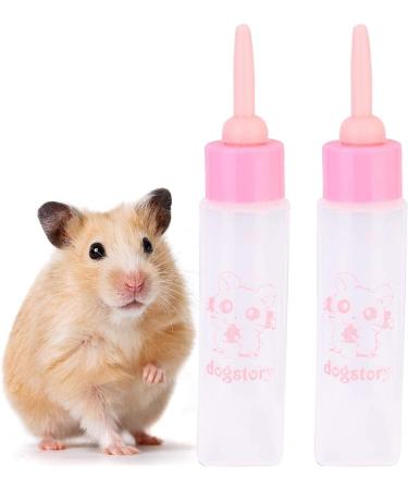 Jeanoko 2PCS 30ML Baby Bottle Feeder for Small Pets - Pink | Hamsters, Hedgehogs, Squirrels, Chinchillas | Nursing Feeding Water Milk for Newborns - Buy Online on GoSupps.com