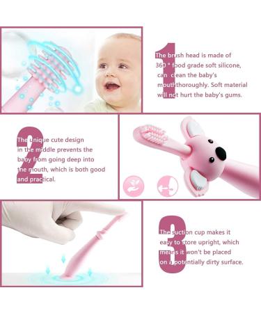 Vicloon Baby and Toddler Toothbrush Set - 3 PCS Soft Silicone Toothbrush with Cute Koala Design | Food Grade, Replacement Heads | Oral Care for 0-3 Year Old (Pink) - Buy Online on GoSupps.com