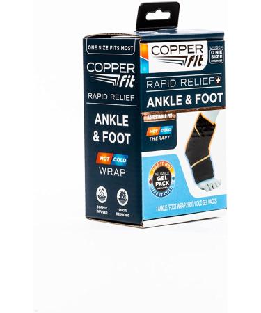 Copper Fit Rapid Relief Hot/Cold Ankle Foot Wrap - Black, One Size Fits Most | US - Buy Online on GoSupps.com
