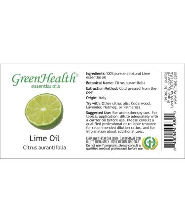 Lime 1/6 fl oz (5 ml) Glass Bottle 100% Pure Essential Oil GreenHealth - Buy Online on GoSupps.com