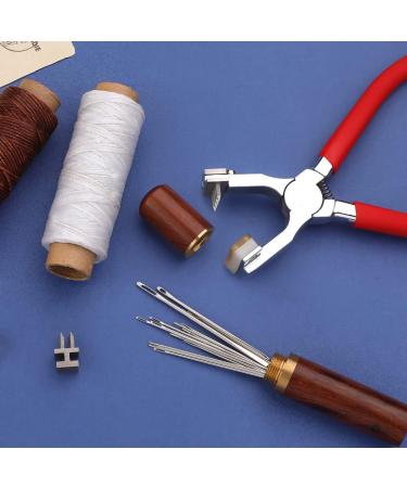 BUTUZE 4mm Leather Hole Punch Pliers Set for DIY Projects - Silent Handheld Tool with Rhombus Teeth, 2 Teeth, Needles, and Waxed Thread in Red - Buy Online on GoSupps.com