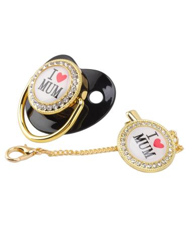 Silicone Baby Pacifier with Clips - Bling Pacifier for 6-18 Months - Black | International Shipping - Buy Online on GoSupps.com
